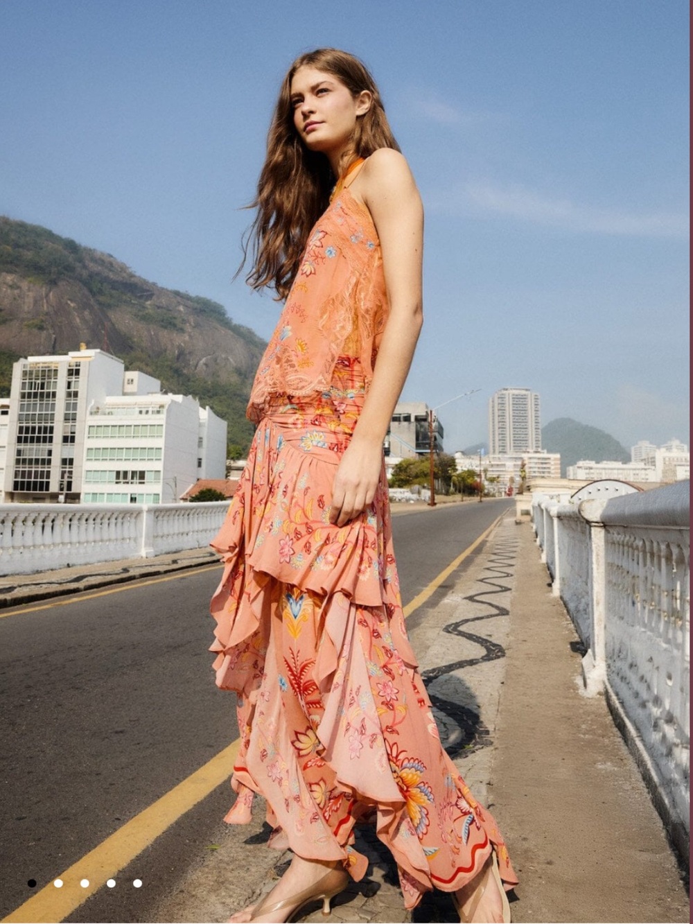 FARM RIO Floral Tiered Maxi Skirt/ top Women